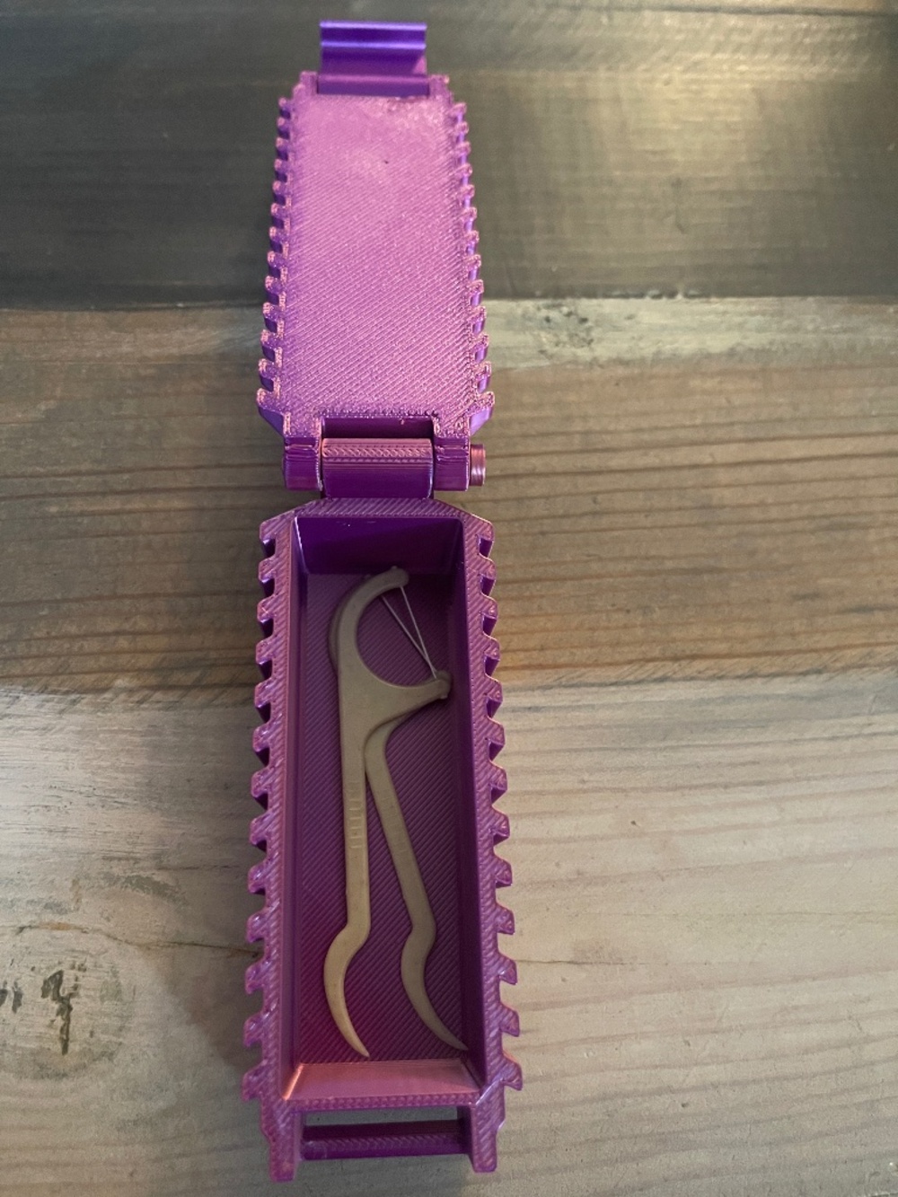 Handcrafted 3D Printed Purple Metallic Floss Pick Holder Dispenser